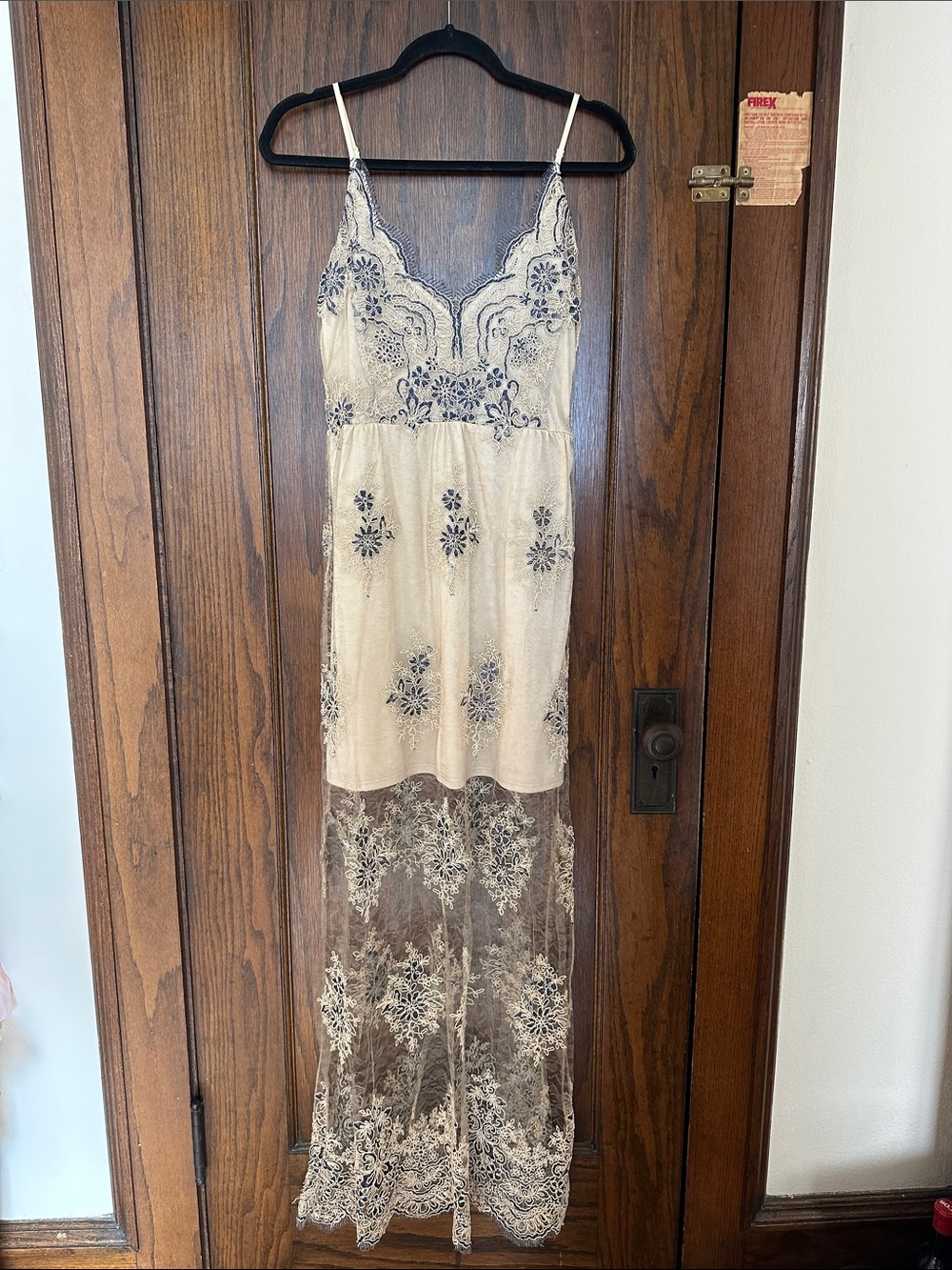 Charlotte Russe Ivory and Navy Lace Dress